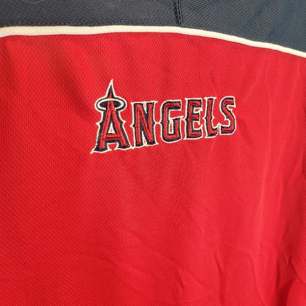 Stitches Angels red jersey short sleeve v-neck shirt. Size 2XL. Embroidered. - Picture 8 of 9